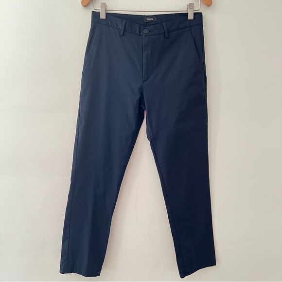 Theory Pants Flex Flat Front Performance Chino Pants Navy Blue Size 30 - Picture 1 of 9